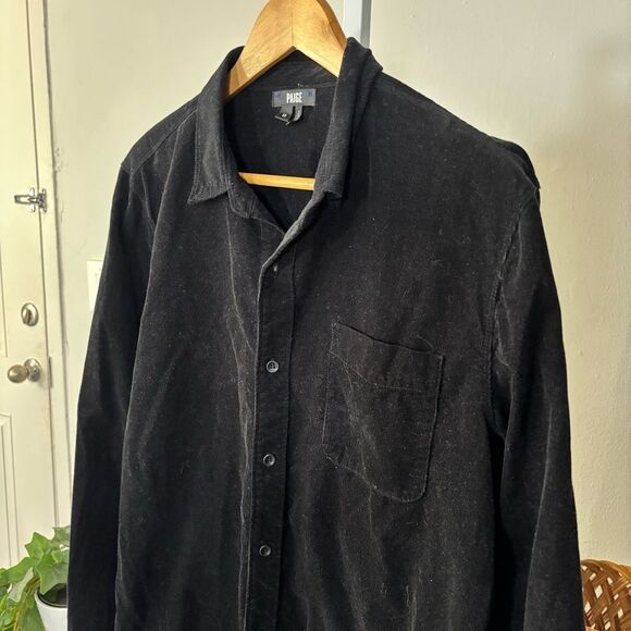 PAIGE Men's Black Corduroy Button-Up Shirt men’s size medium - Picture 3 of 5